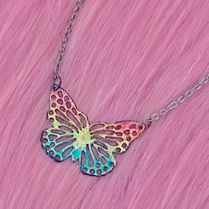 Rainbow butterfly necklace
